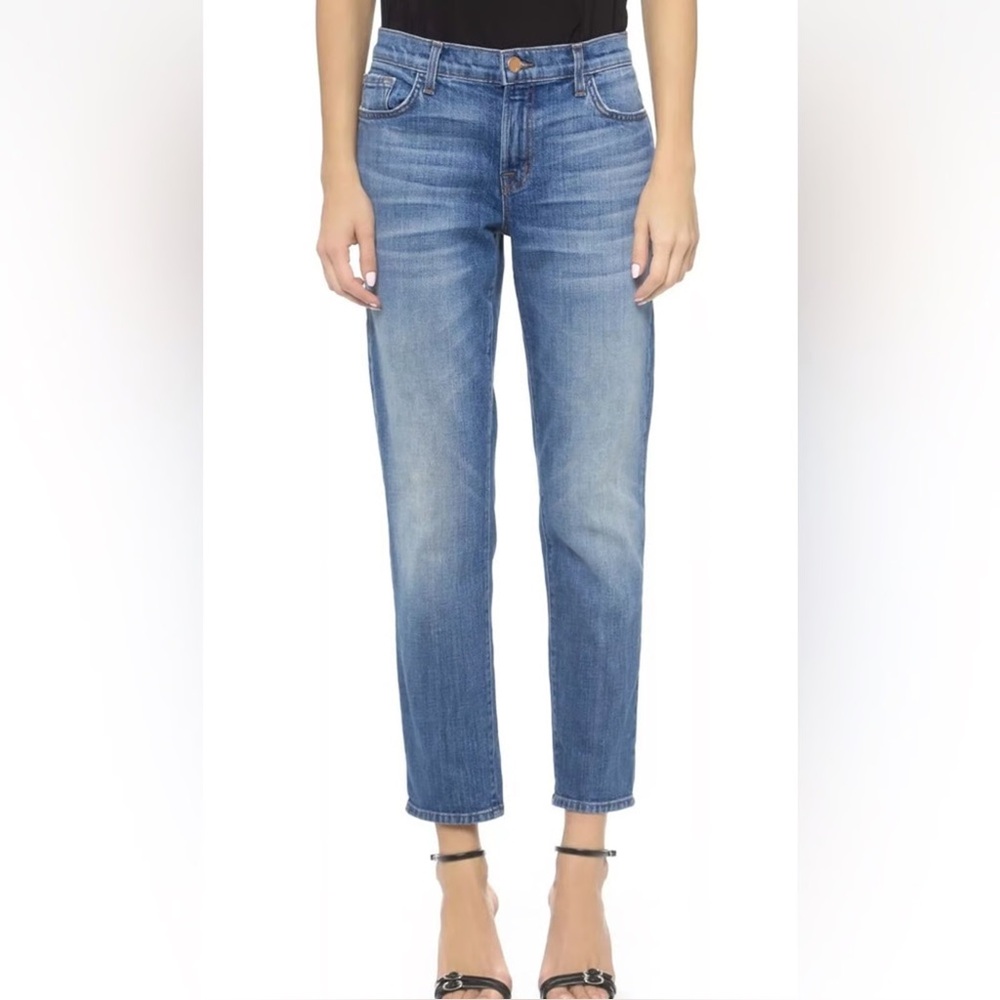 J BRAND Cropped Ellis Rival Stretch Denim Medium Wash Jeans